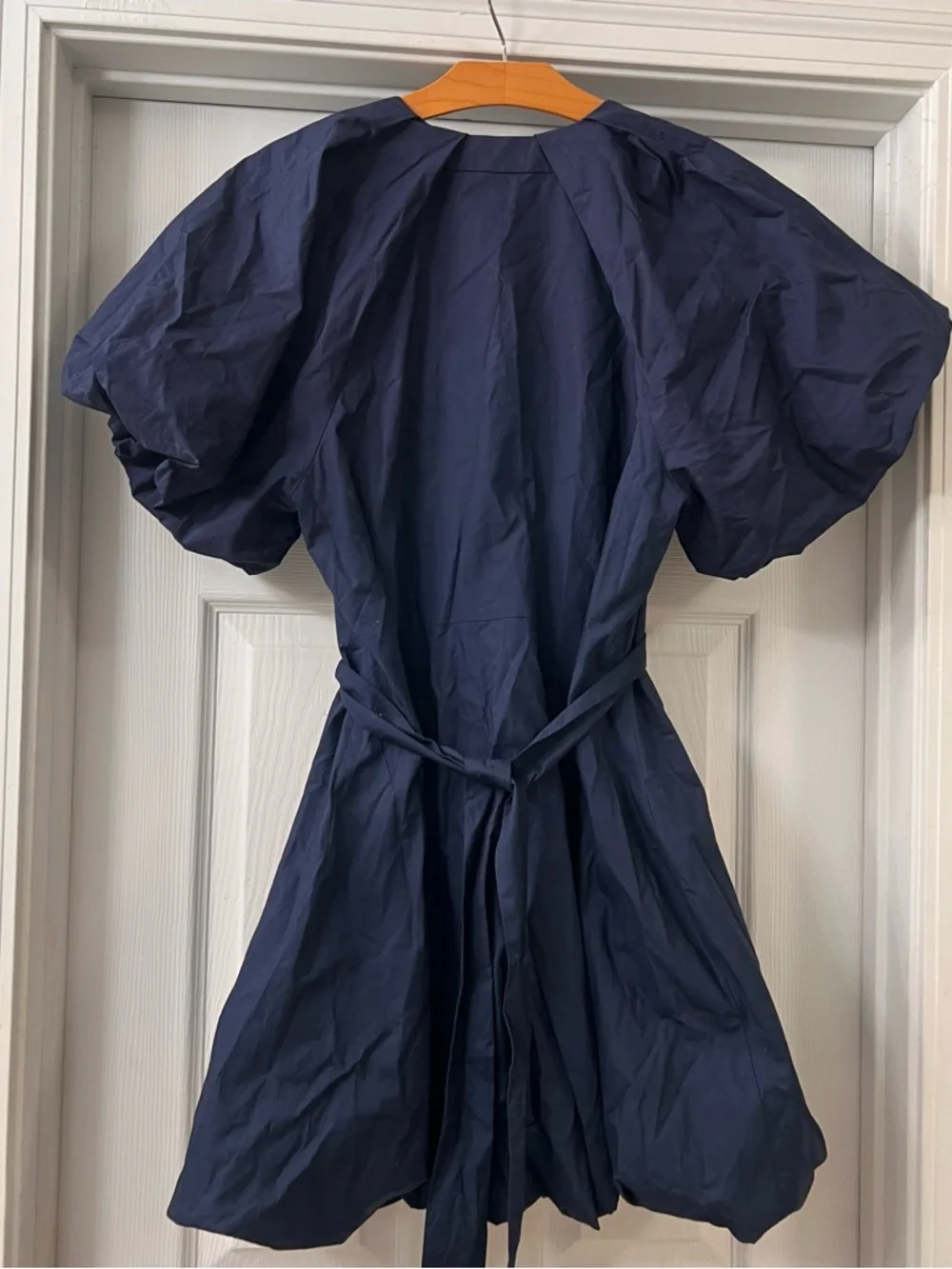 Banana Republic Navy Poplin Puff-Sleeve Mini Dress Sz Medium - Picture 6 of 10